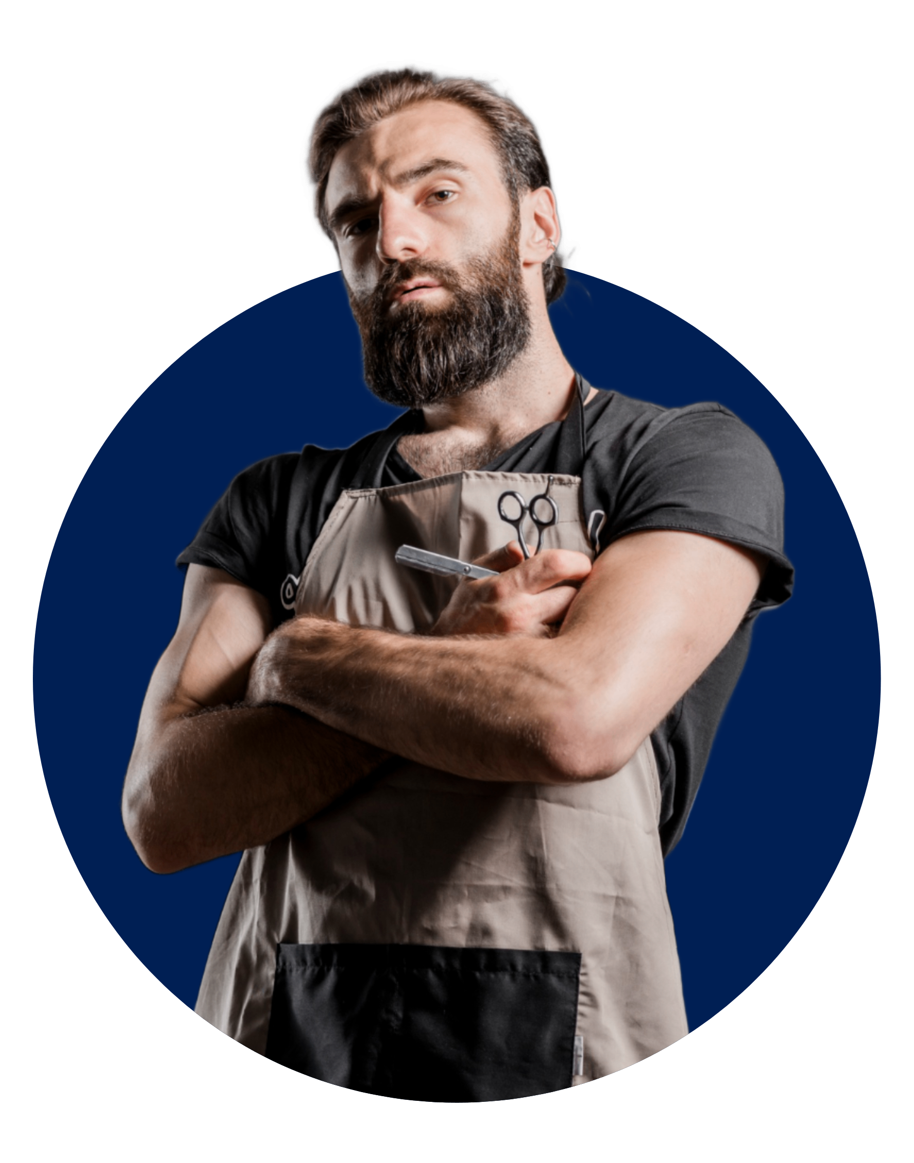 Barbeiro usando sistema de agendamento