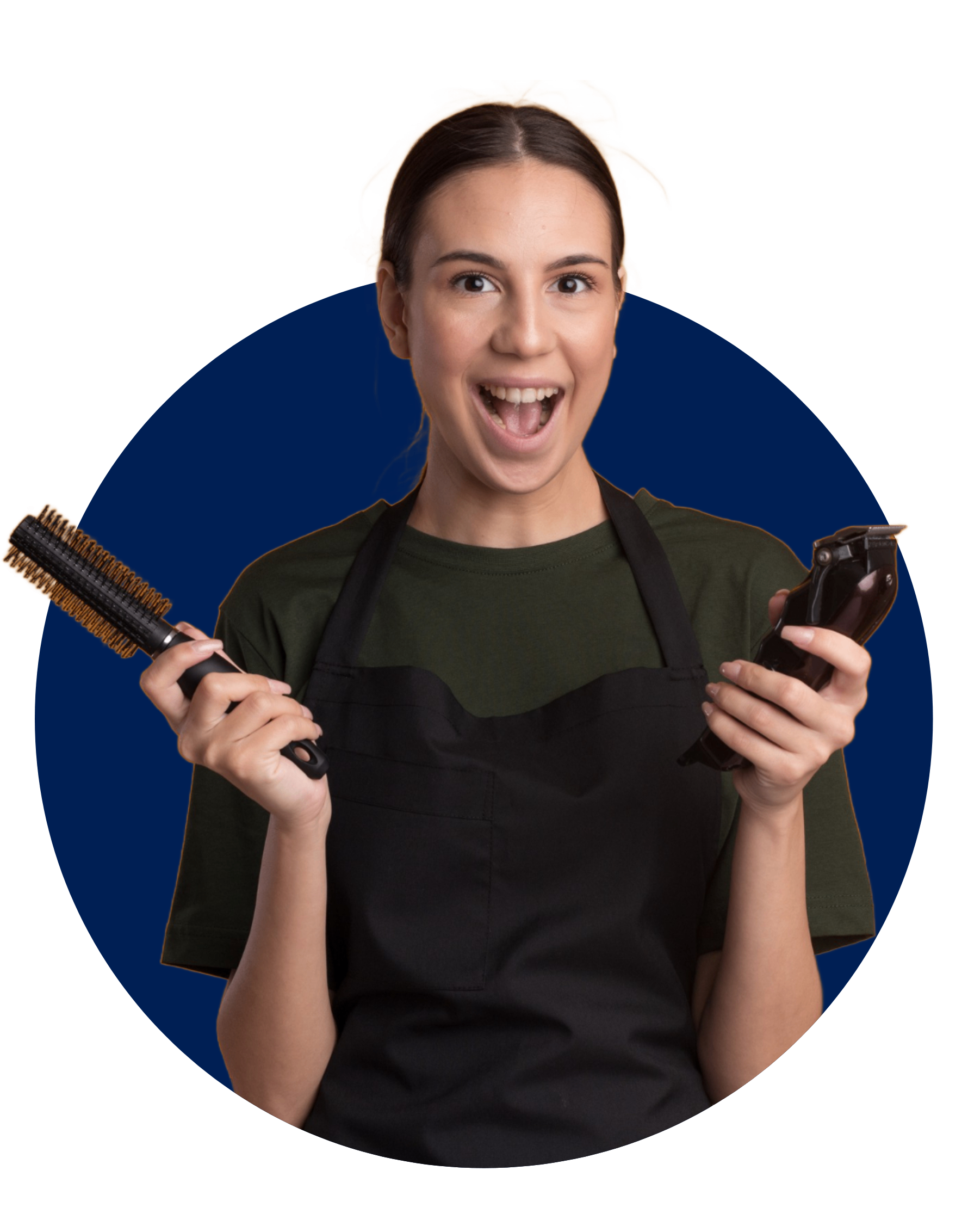 Profissional de beleza usando sistema de agendamento